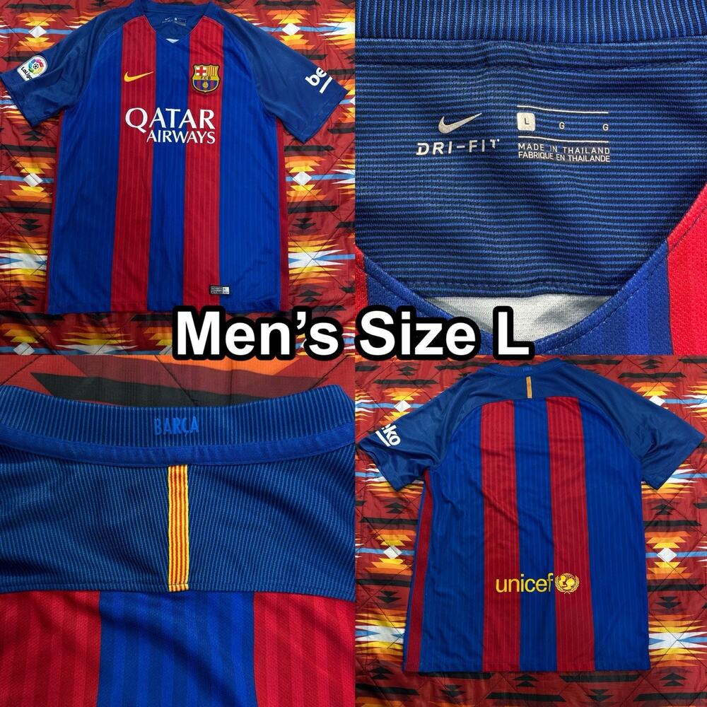 FC Barcelona 2016-17 Home Football Soccer Jersey Nike Men’s Size Large Dri-Fit